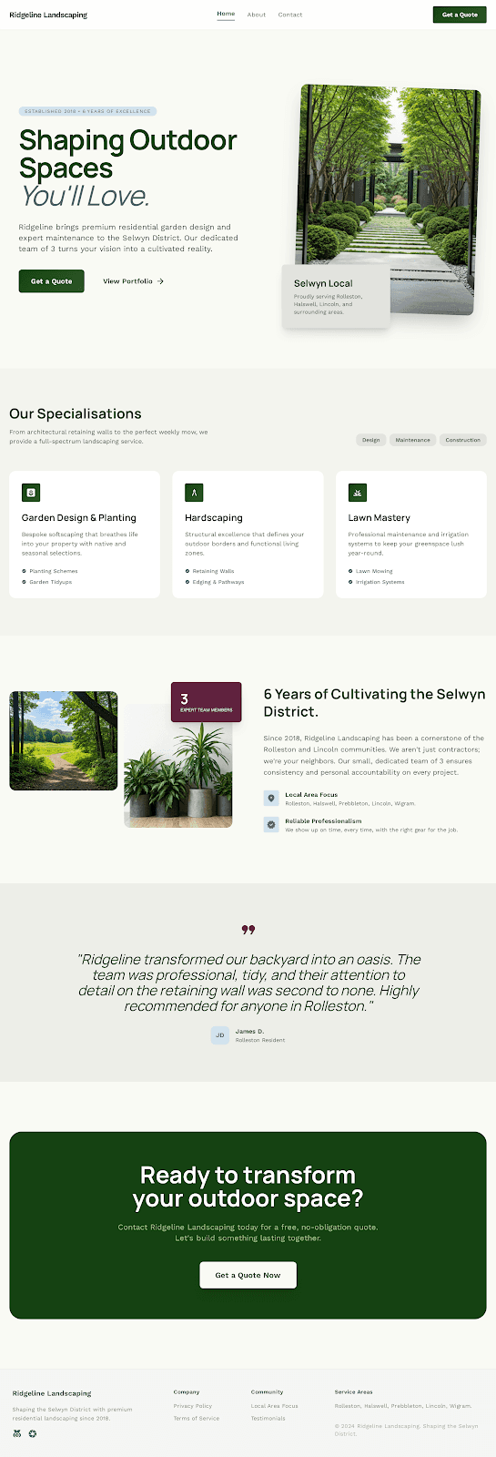 Ridgeline Landscaping — Home page