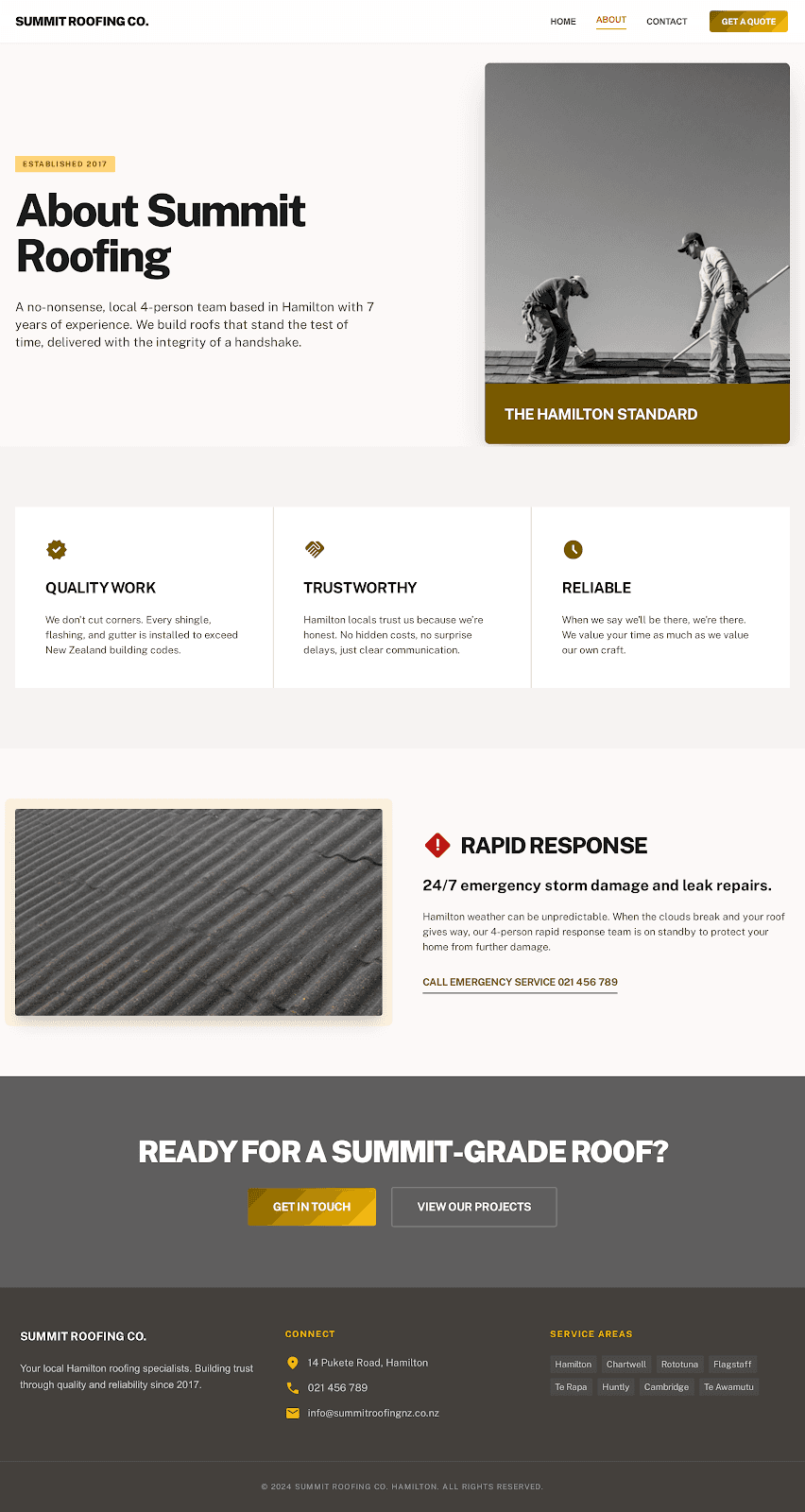 Summit Roofing Co. — About page