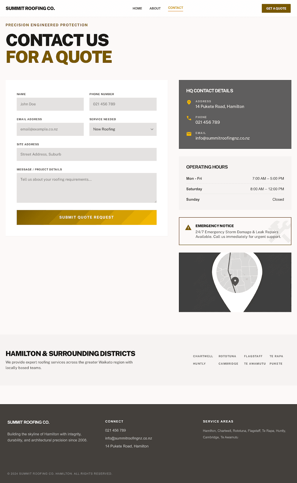 Summit Roofing Co. — Contact page