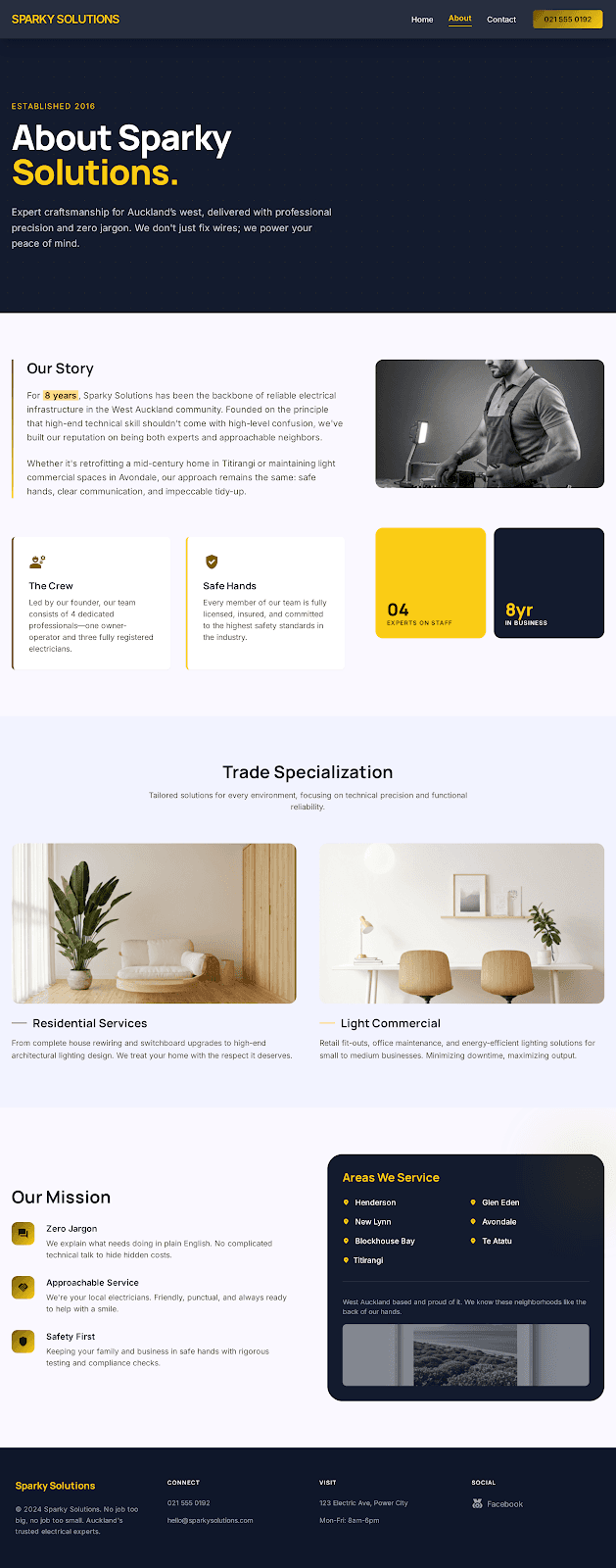 Sparky Solutions — About page